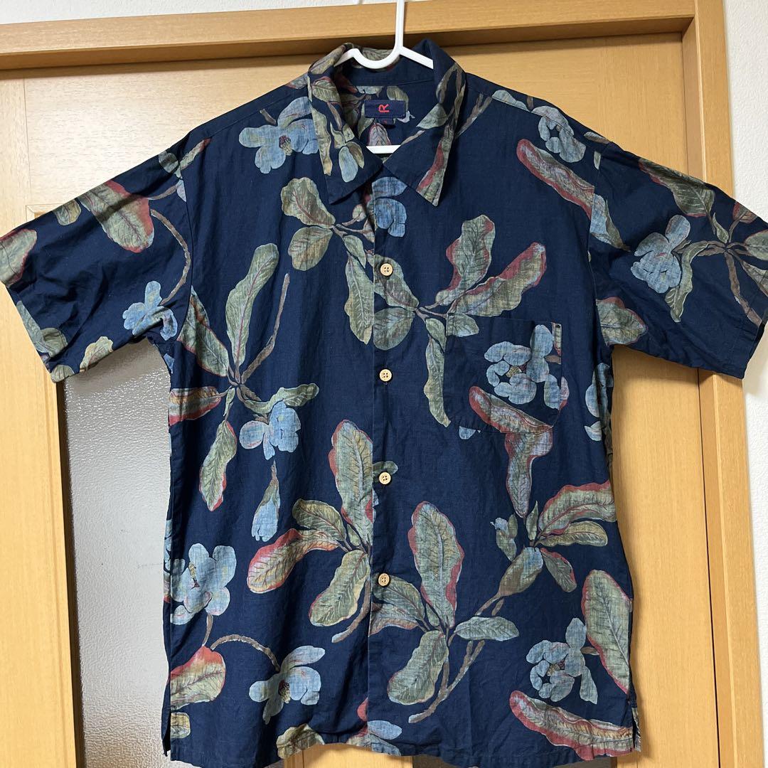 45rpm Men's Japanese Pattern Indigo Aloha Shirt Size: M