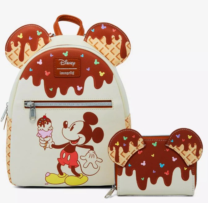 SOLD OUT Disney Loungefly Mickey Mouse Ice Cream Backpack and Wallet Set