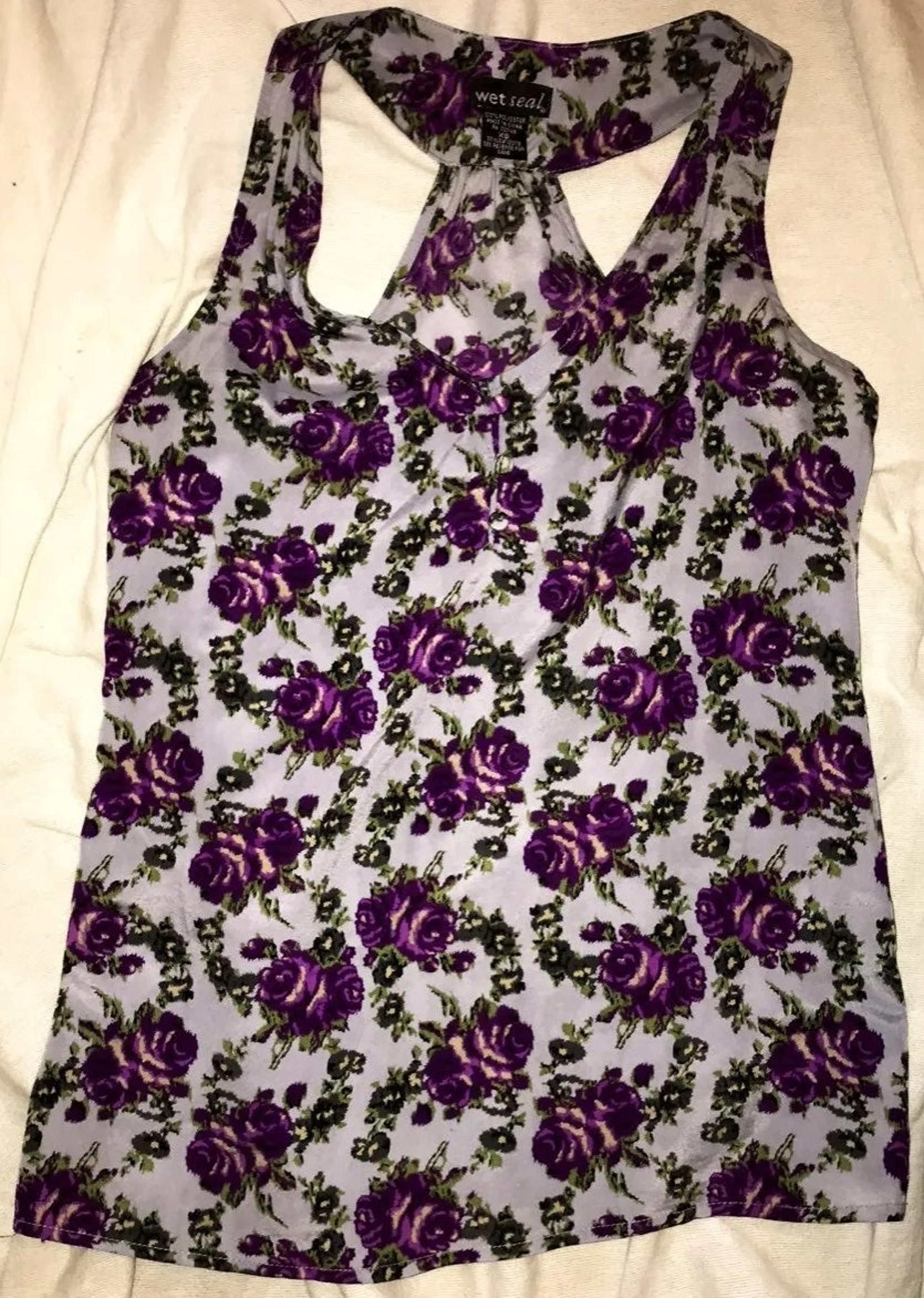 WET SEAL XS PURPLE FLORAL TANK TOP