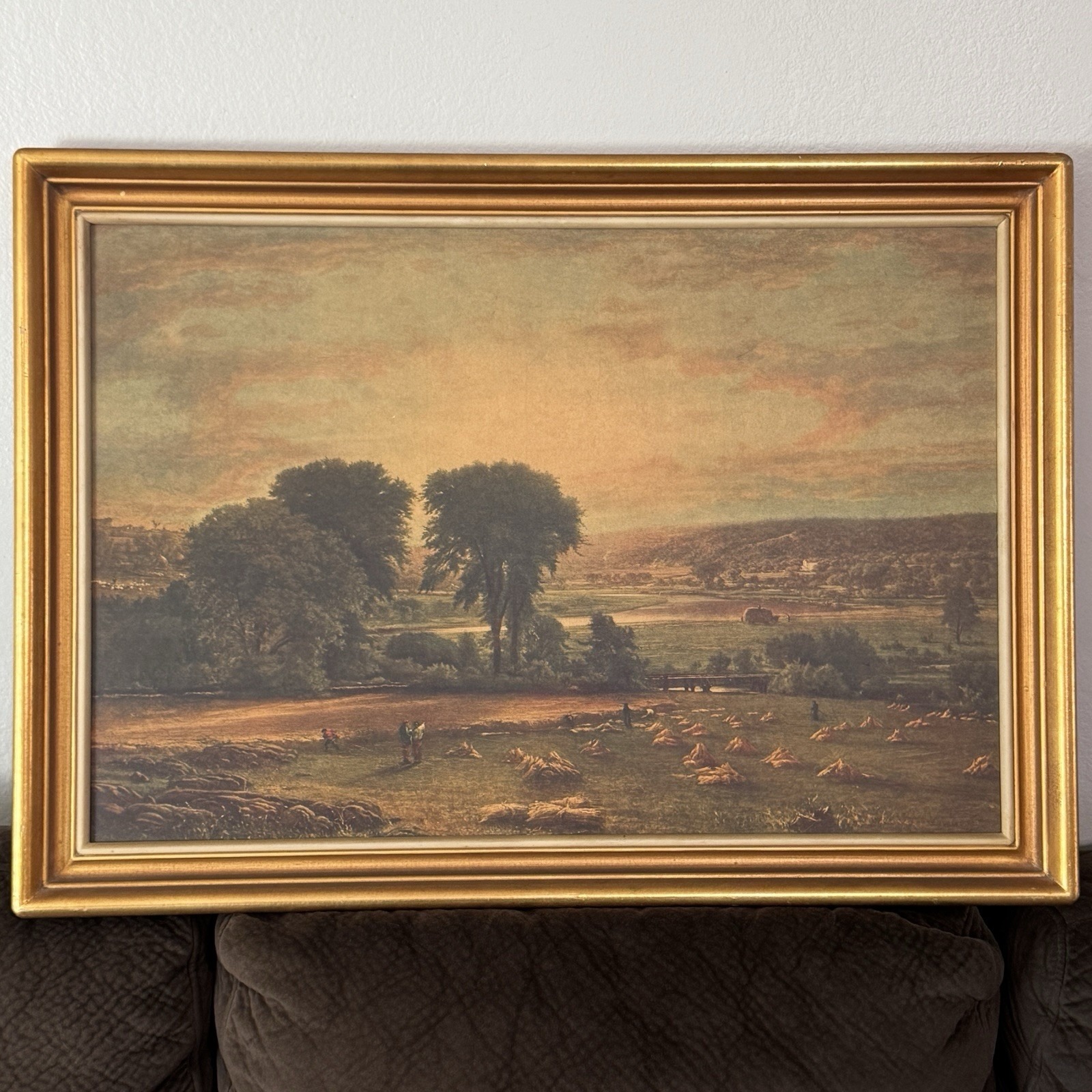George Inness Peace And Plenty 1865 Print On Panel Vintage Wood Framed 31x22