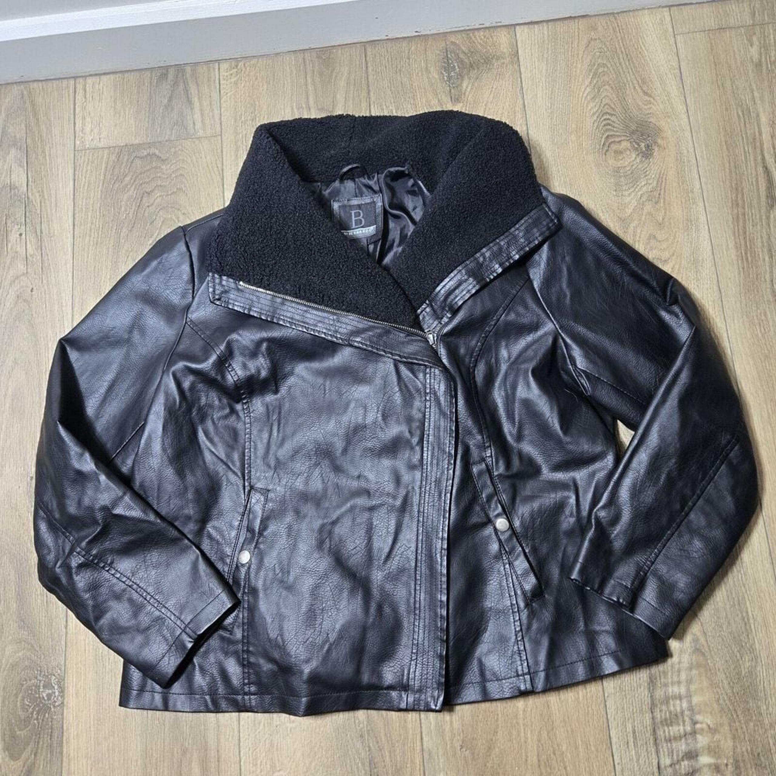 Bernardo Women's Black Zippered Leather Moto Jacket w/ Lined Collar Size 1X