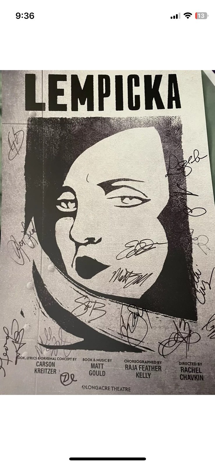 Lempicka originally broadway cast signed Broadway musical poster no playbill