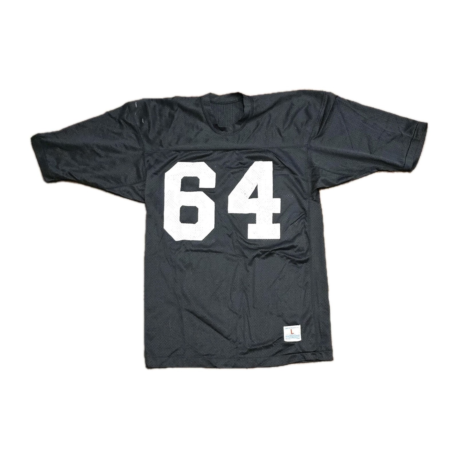 70s Vintage Champion Products USA Football Jersey #64 Black White Mesh L Nylon