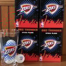 OKC Thunder NBA Sports Crate Chalk Glass Beer Pong Game Team Drink lot of 4