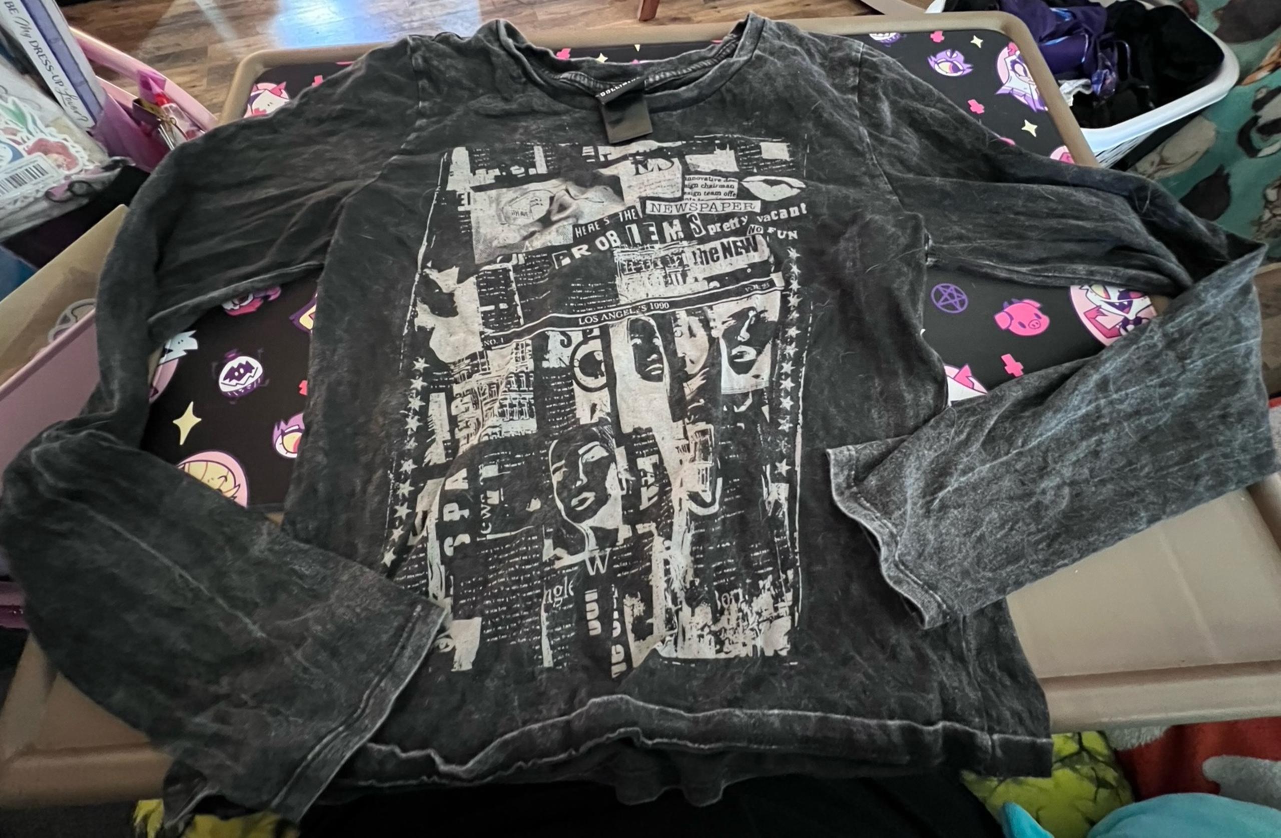 Social Collision Hot Topic Punk Grunge long Sleeve Girls Juniors Shirt Size M