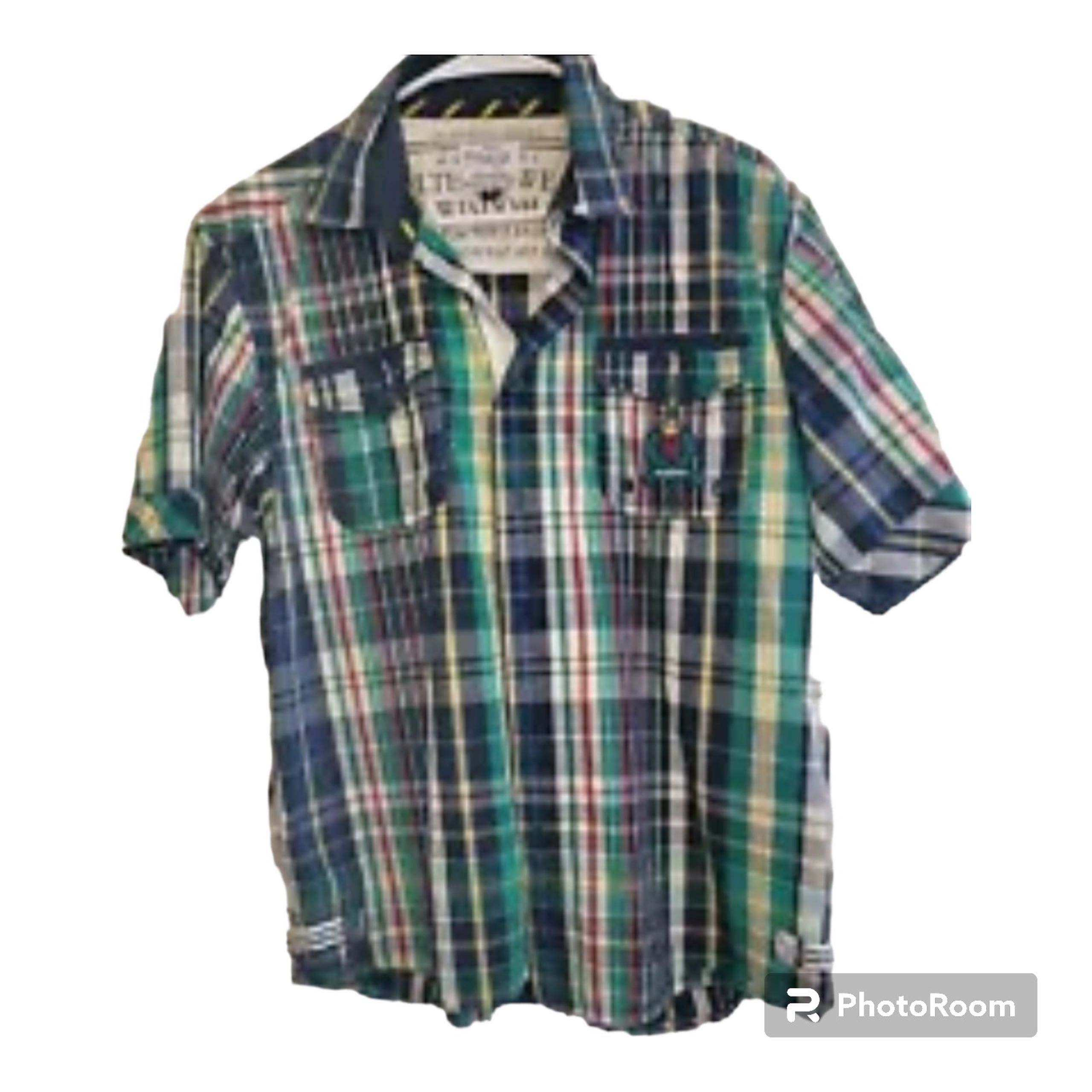 Parish Adult Men's Multicolor Plaid Pocket Short Sleeve Button Up Shirt Size L.