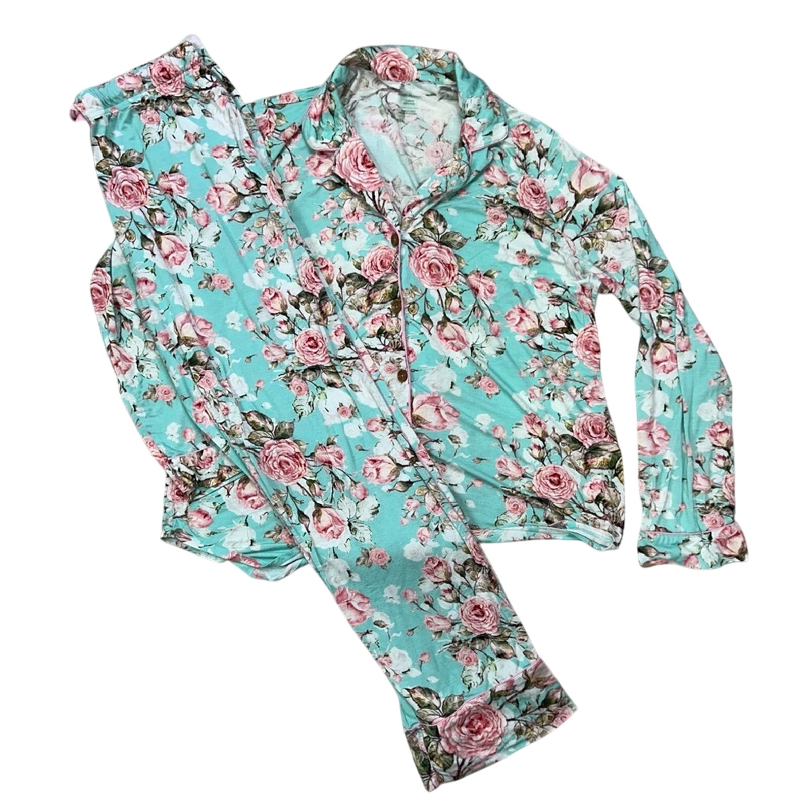 Posh Peanut Luxury Bamboo Long Slv Pajama Set Large Floral Roses