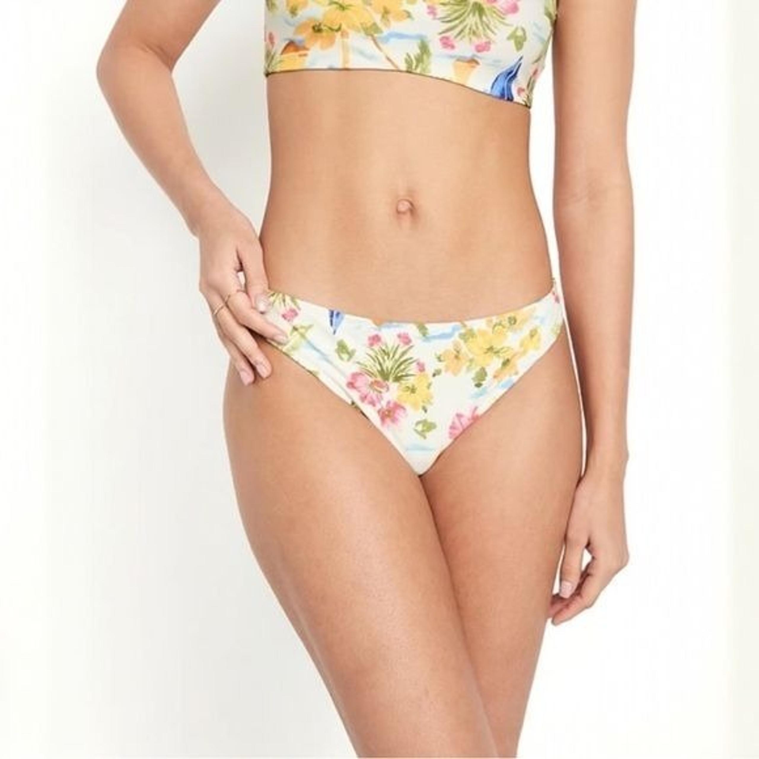 Old Navy Womens Tropical Floral Bikini Bottoms 2X Polyester/Spandex Multicolor S