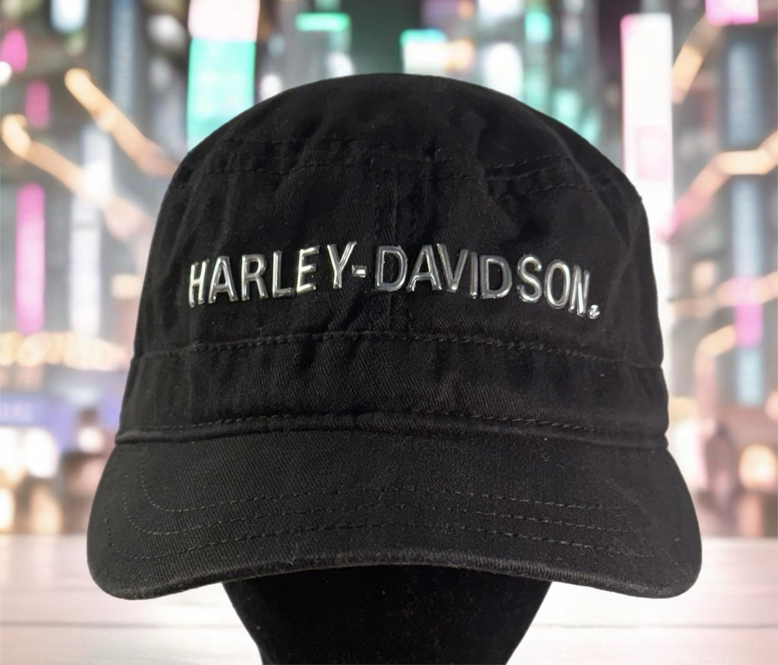 Harley-Davidson Womens Wild Free Painters Hat Cap Adjustable Black 3D Letter EUC