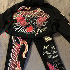 Men's size large emotions jogger and hoodie set black