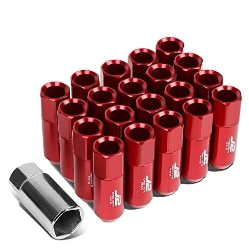 Aluminum Red M12 x 1.5 20Pcs L: 60mm Open End Lug Nut Set with Socket Adapter re