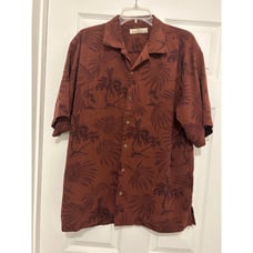 Tommy Bahama mens Palm Tree Print Silk Hawaiian Camp Shirt