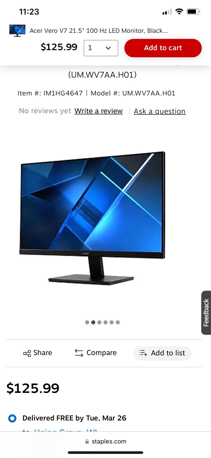 22” Acer monitor