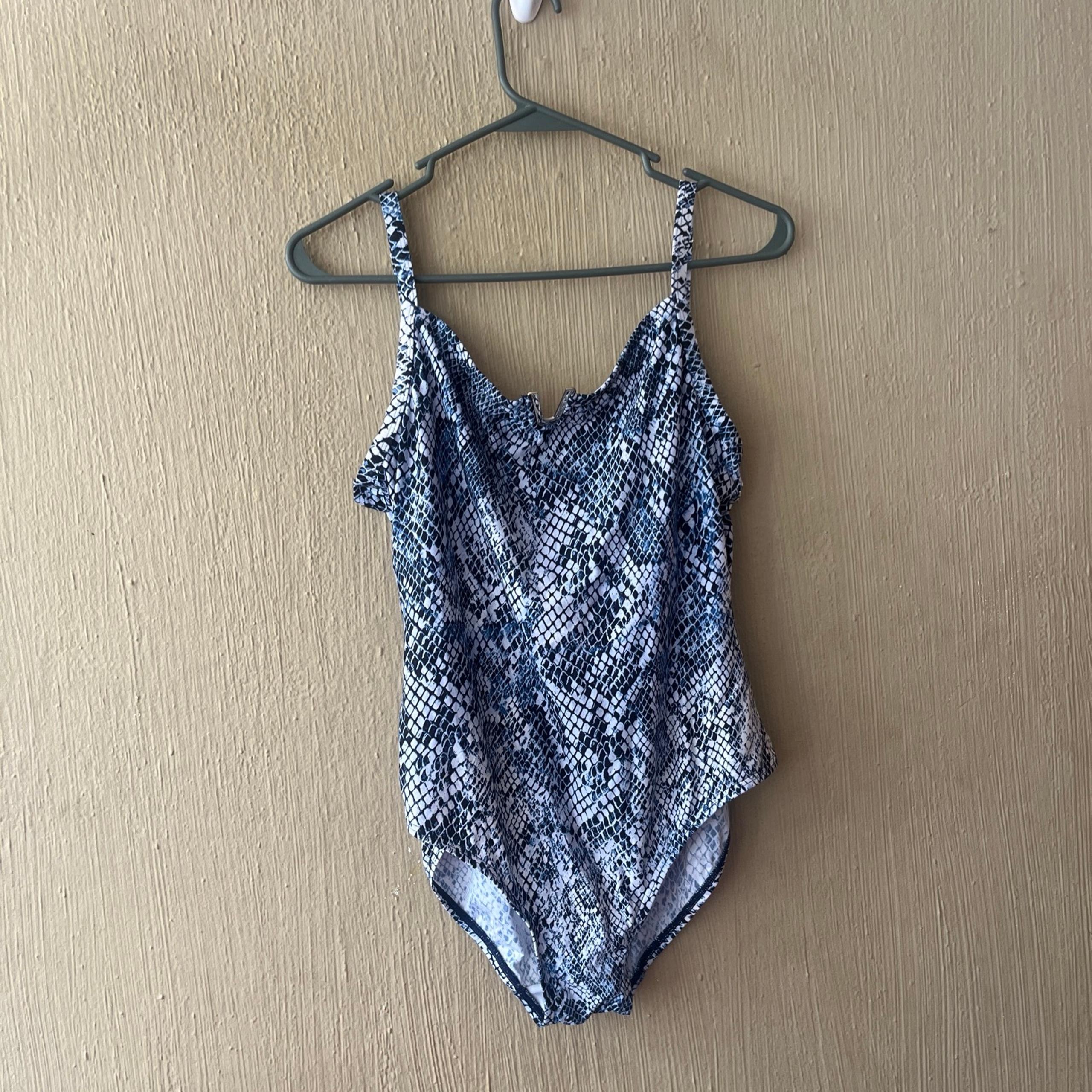 Calvin Klein Women's Python snake Print Blue  One Piece Swimsuit Bathing size 12