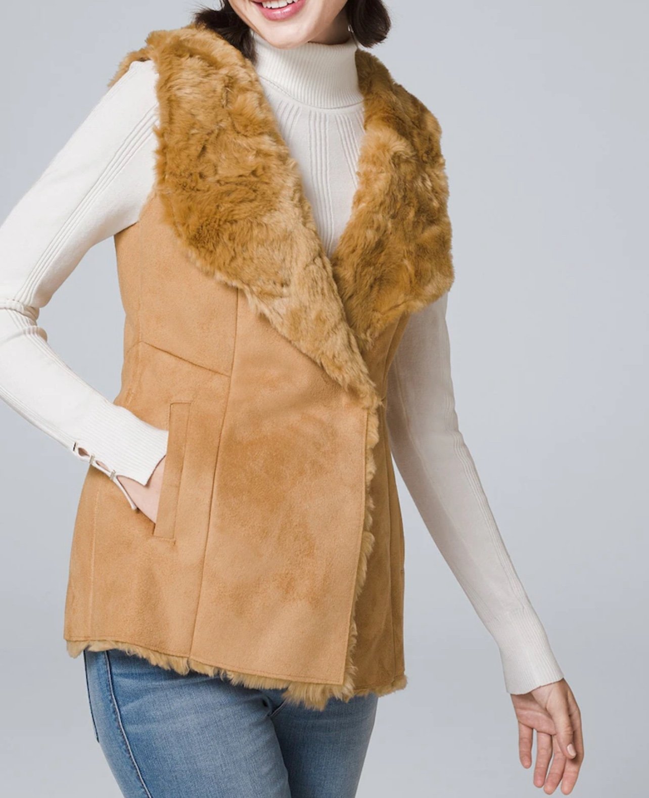 Nwt Whbm Faux-Fur/Suede Vest - XS (180)