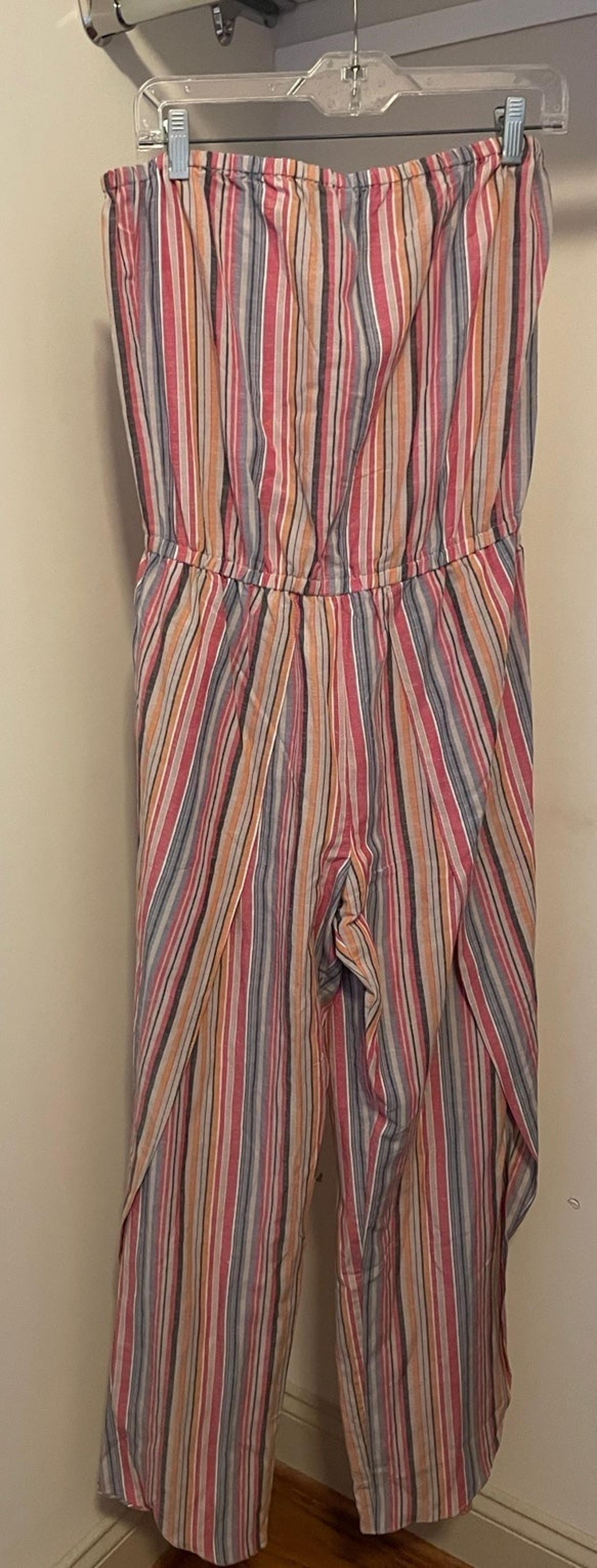 Anthropologie Drew Emerson strapless striped tulip hem  jumpsuit romper medium