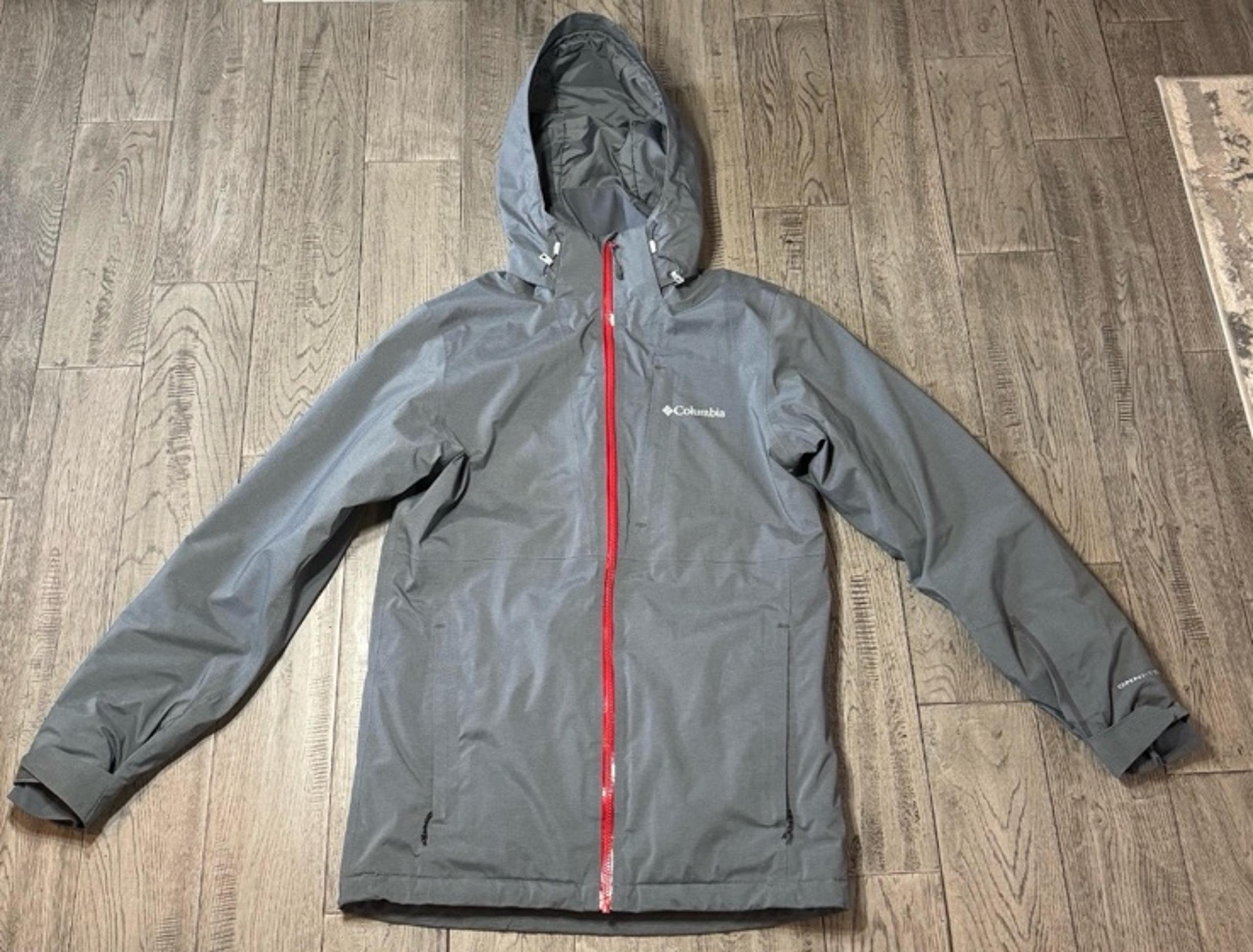 Gray & Red Columbia Jacket Omni- Tech Mens Small