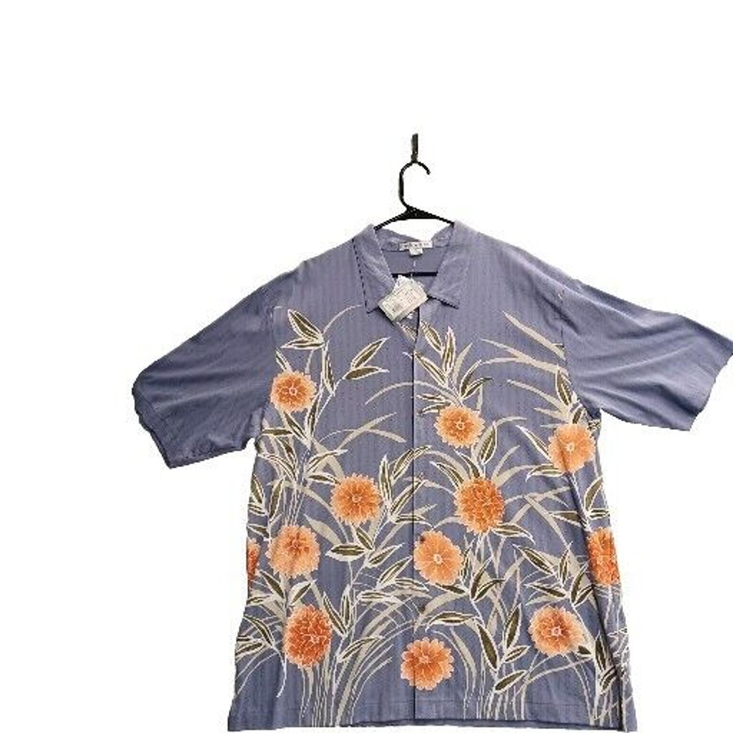 Mens 2XL Geofrey Beene Floral Hawaiian Shirt Stormy Sky Vacation NEW