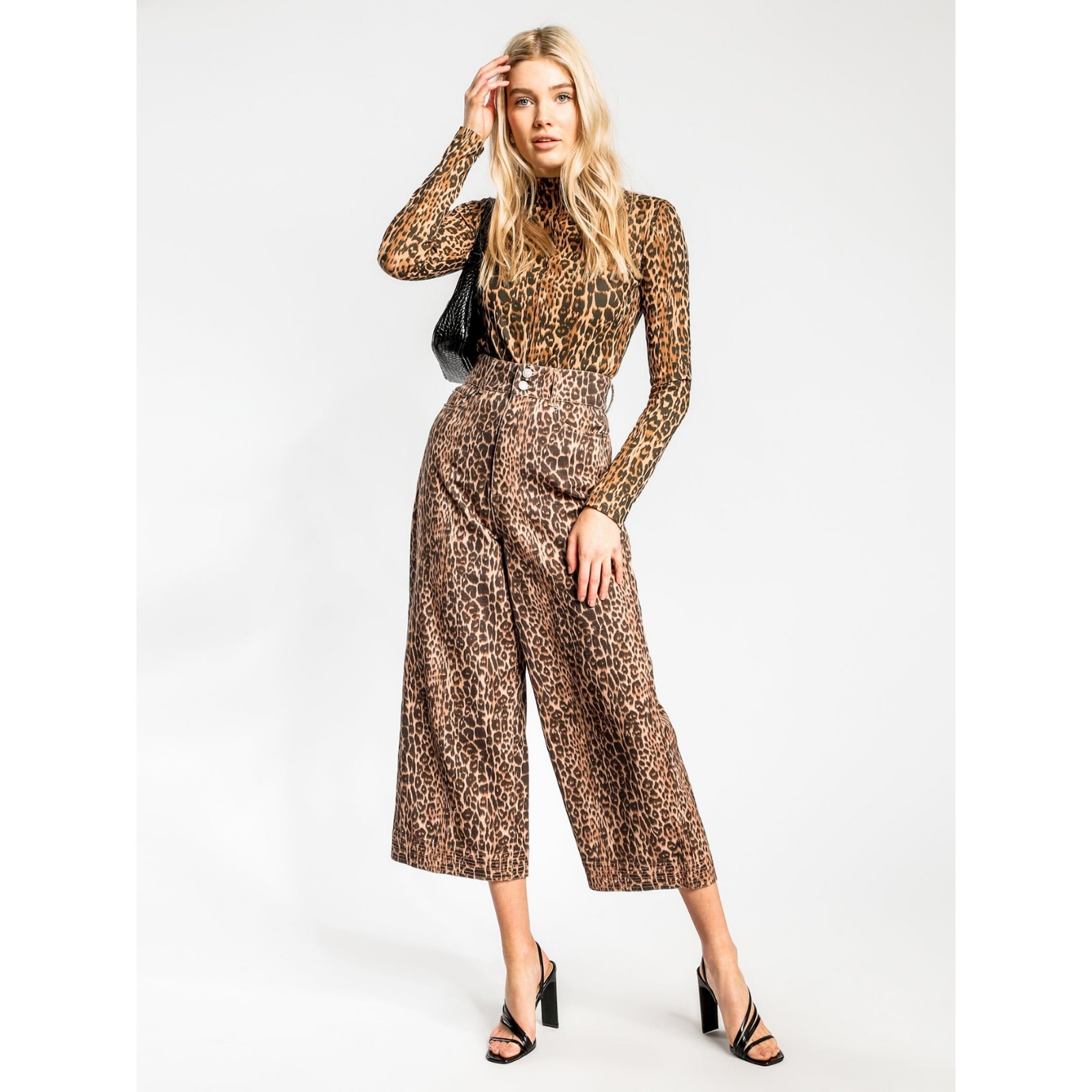 C/MEO Collective Reiterate Wide Leg Jeans Brown Leopard