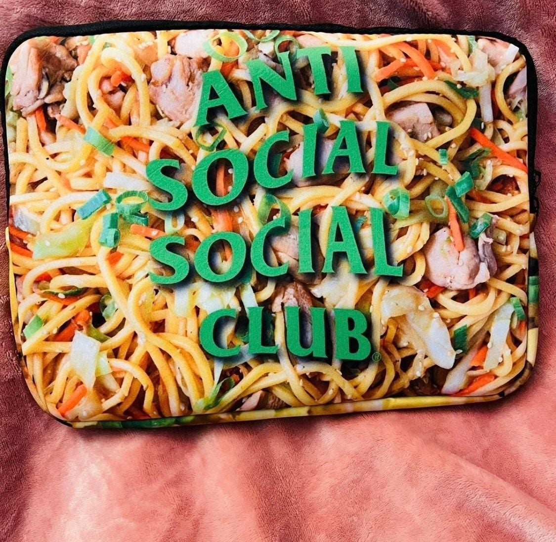 Anti social social club fried noodles chow mein fried rice laptop case bag Panda