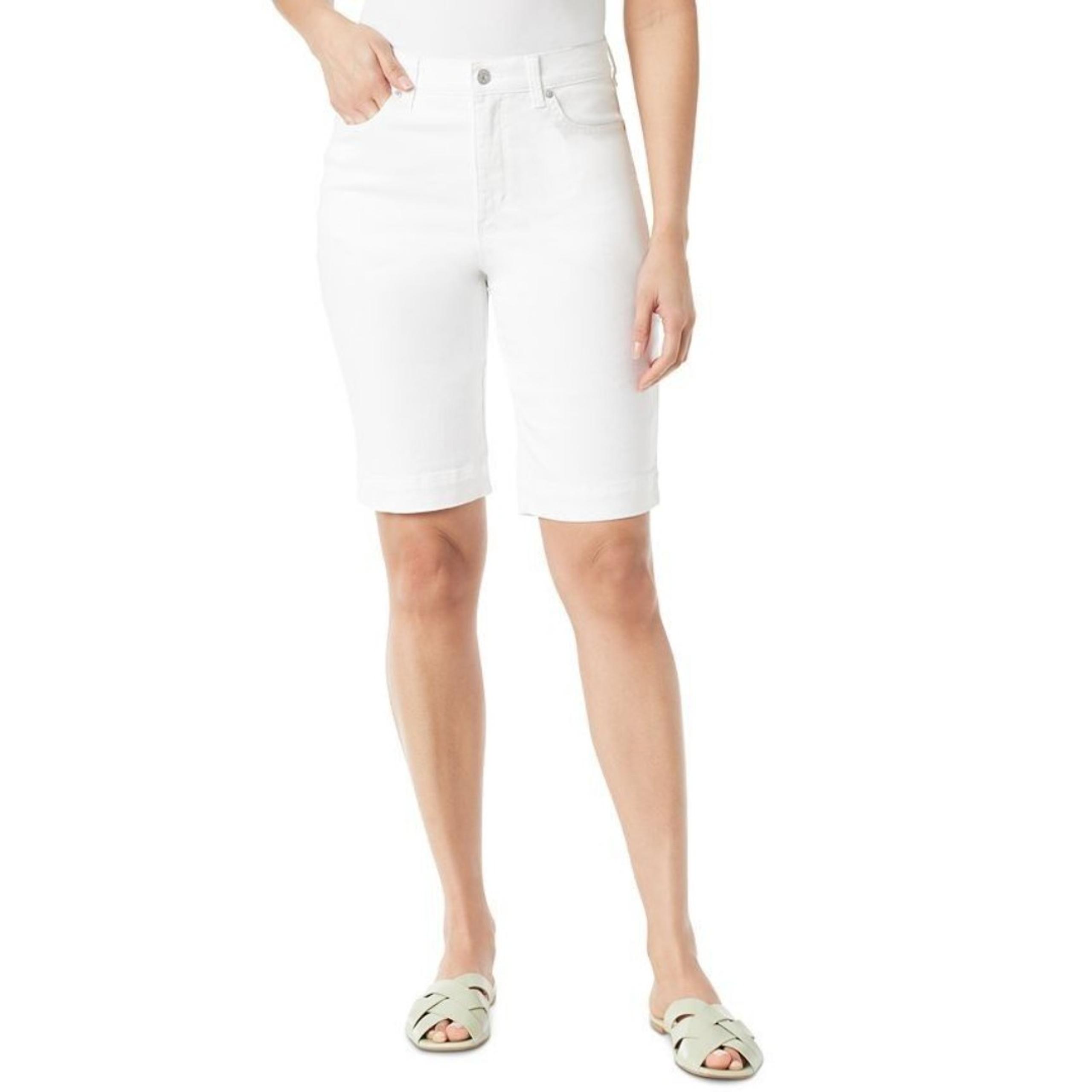 Gloria Vanderbilt Women's Amanda 11" Bermuda Denim Shorts Vintage White Size 6