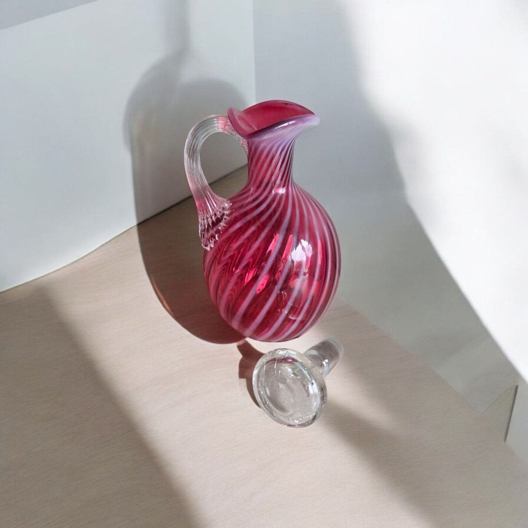 Cranberry Opalescent Swirl Cruet. L.G. Wright/Fenton ?