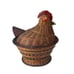 Vtg HEN Chinese SHANGHAI HANDICRAFTS Chicken on Nest Basket Wicker Woven Lidded