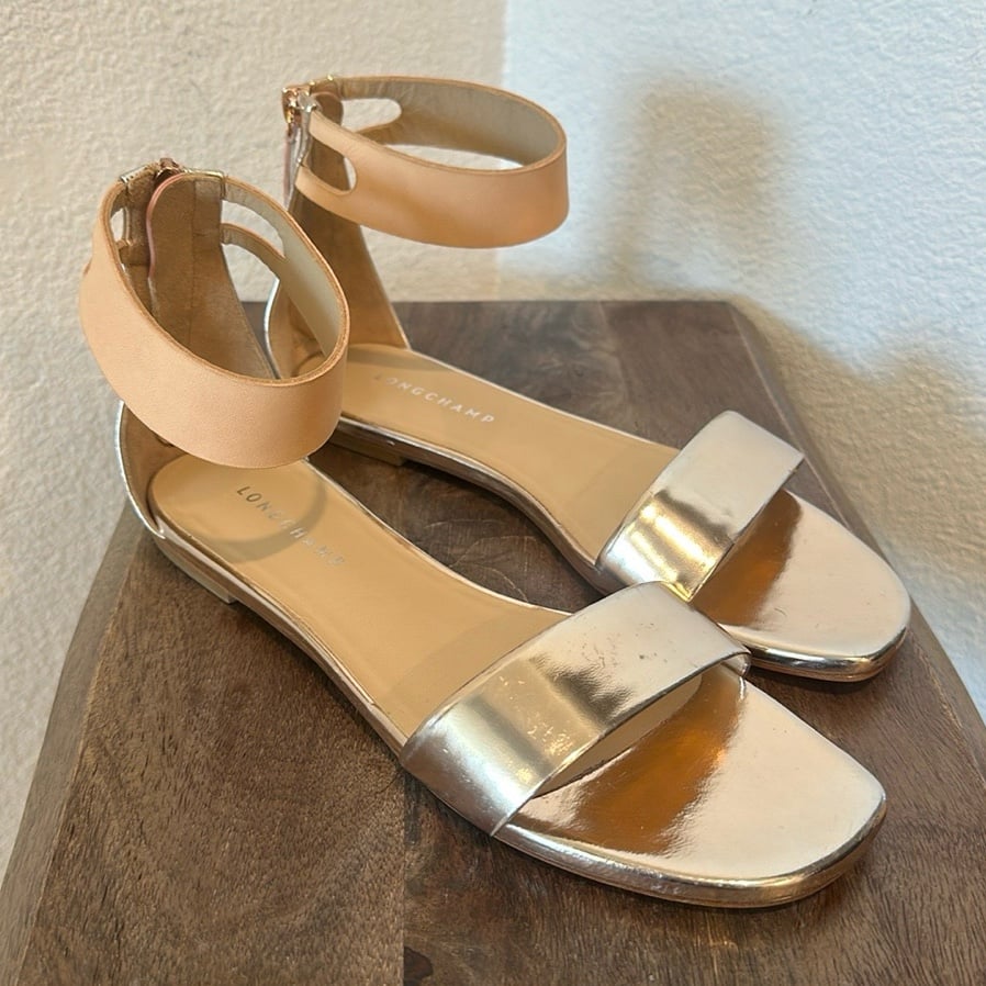 Longchamp Leather Rose gold Women’s Sandals Size 39 EUR 81/2 US