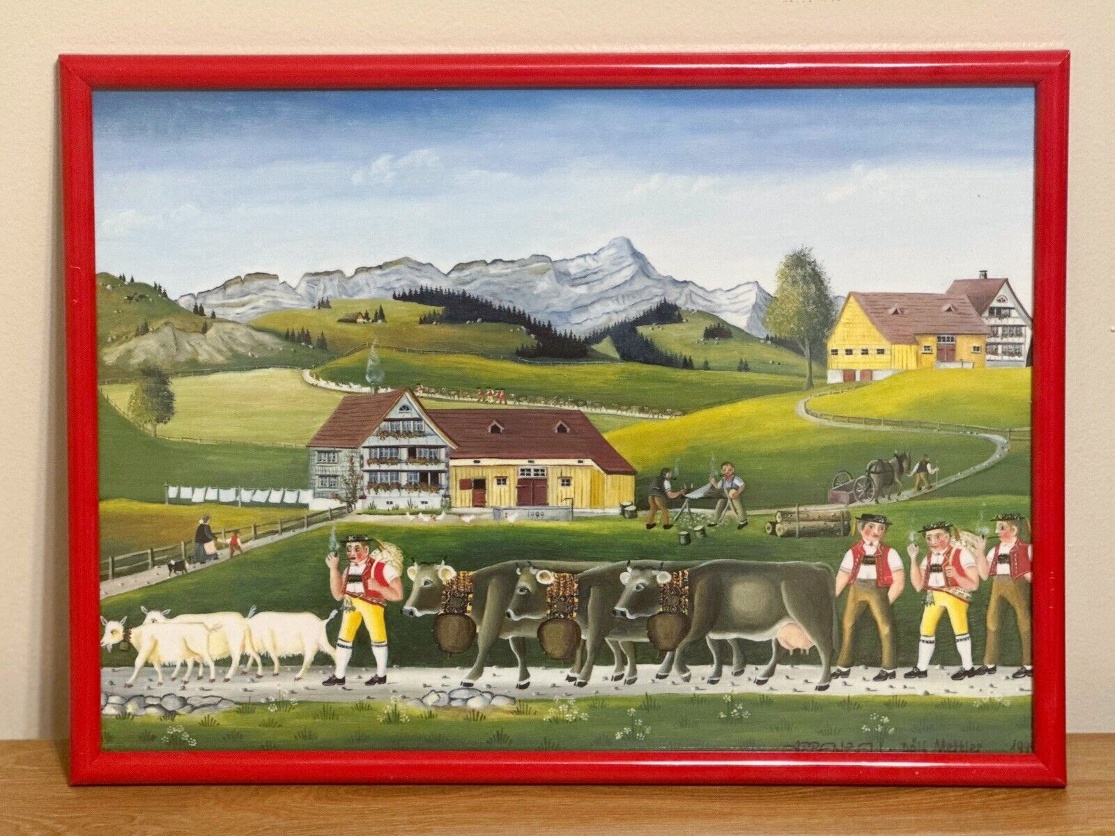 VTG Appenzell Swiss Folk Art by Dolf Mettler - Signed, Framed & Matted (1999)