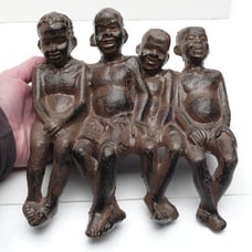 Vintage Cast Iron Folk Art Sculpture Best Friends Step Sitter Over 7 Pounds