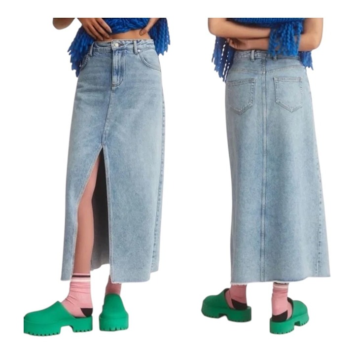 Anthropologie Pilcro Womens Plus Size 14 The Madi Front-Slit Denim Skirt NWT