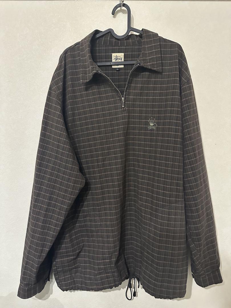 Stussy Half-Zip Plaid Shirt, Size L