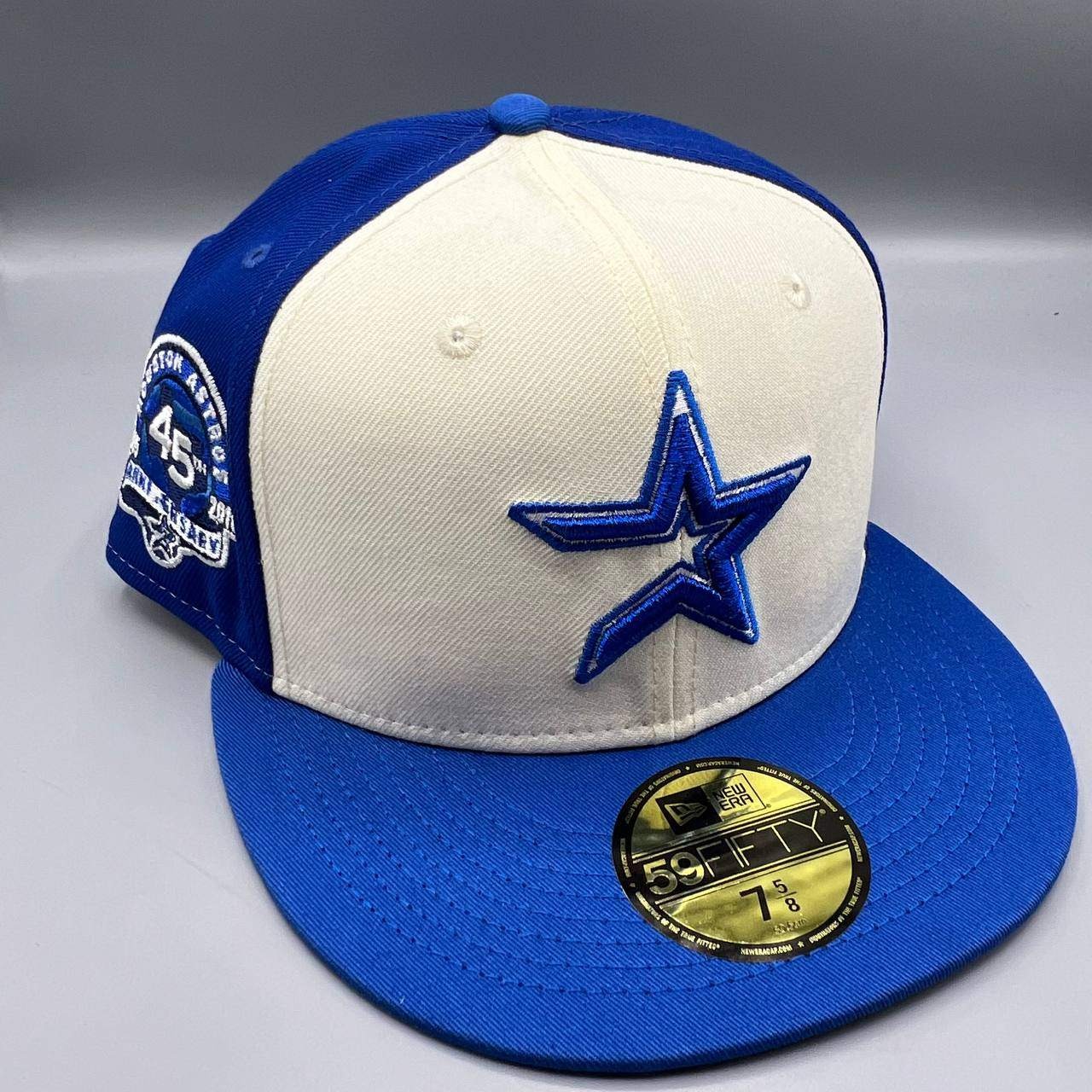Houston Astros Hat Men 7 5/8 White Blue 59Fifty New Era MLB Fitted Cap New