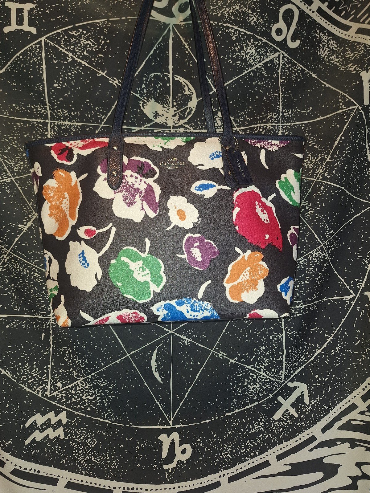Coach Tote with floral print and matching wallet