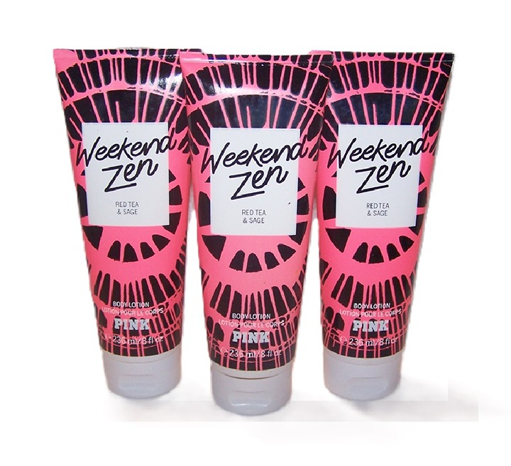 Victoria's Secret PINK Weekend Zen Body Lotion - Red Tea & Sage Lot of 3