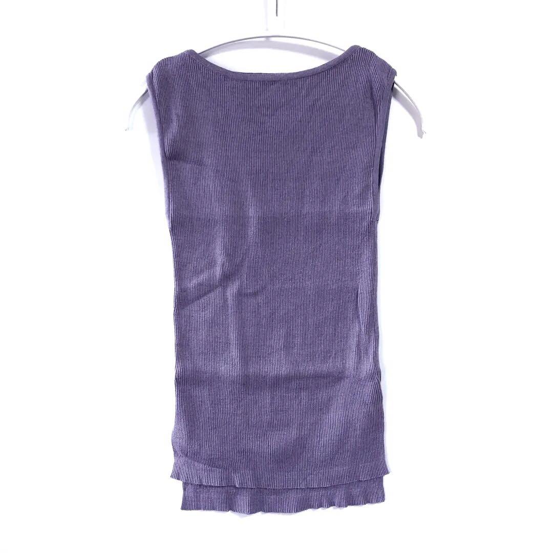 大人女性の Herman Ron Auralee Giza Purple Sleeveless Boatneck トップス
