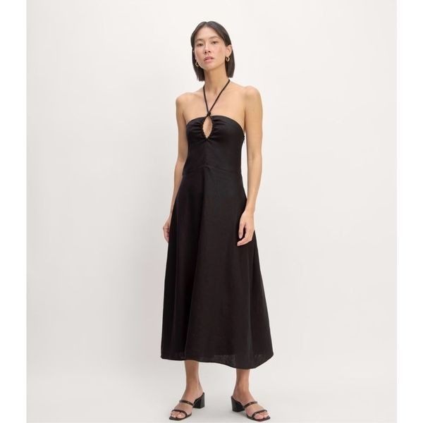Everlane The Linen Halter-Neck Dress Black Size 8