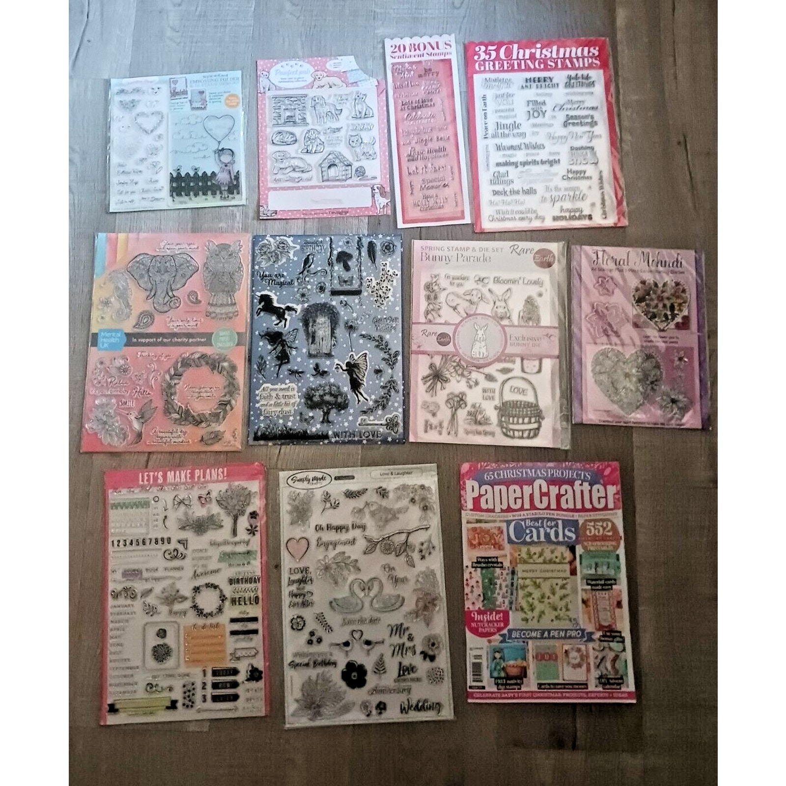 Lot of 10 Stamps & dies Set with PaperCrafter Magazine Issue #179