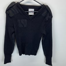 Woolly Pully Brigade Quartermasters Black 100% Wool Sweater SZ 38(sm) England