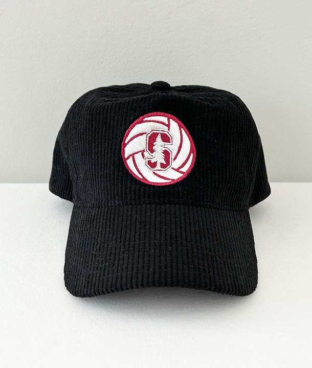 STANFORD Univ Volleyball Cap Black Corduroy Logo Hat Adjustable Snapback One Sz