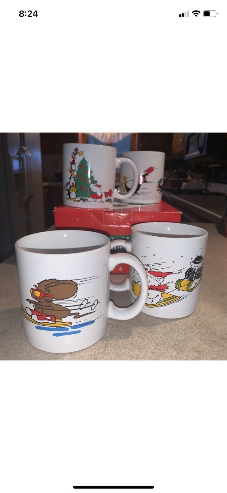 Santa Bear Polar Club 4 Pc. Mug Set 1988 Dayton Hudson Vintage in Box