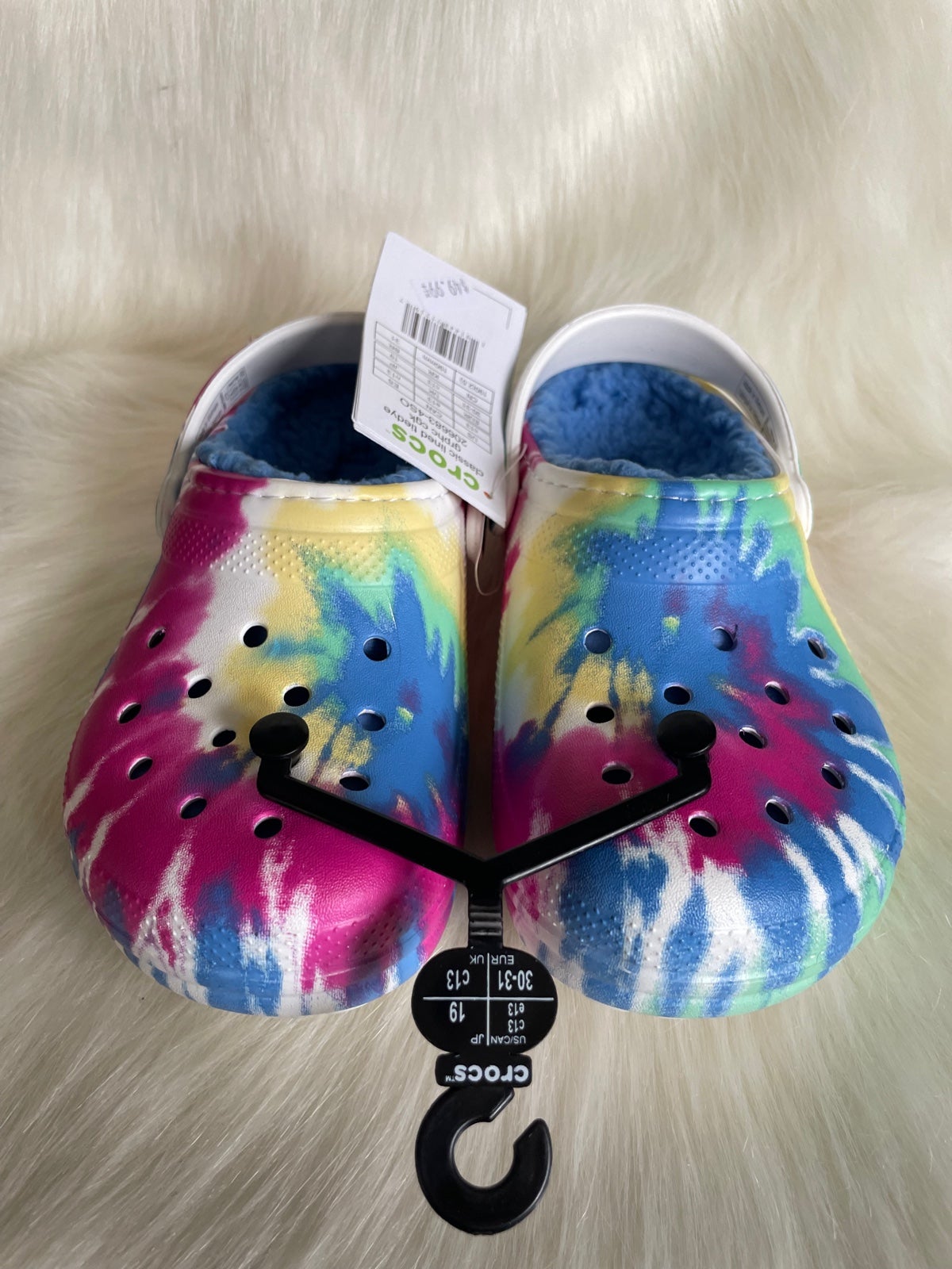 NEW Crocs Classic fur lined marble c 13 shoes