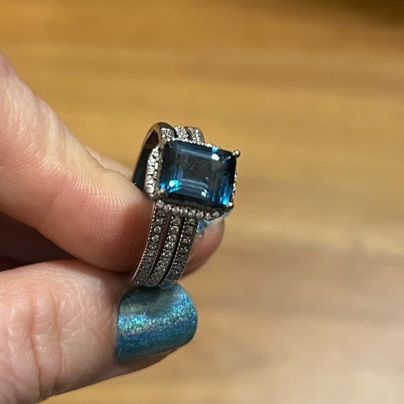 Sterling Silver London Blue Topaz Wedding Ring Set