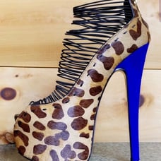 NIB London Trash Crush Leopard Print Ponyhair Leather Platform Heels