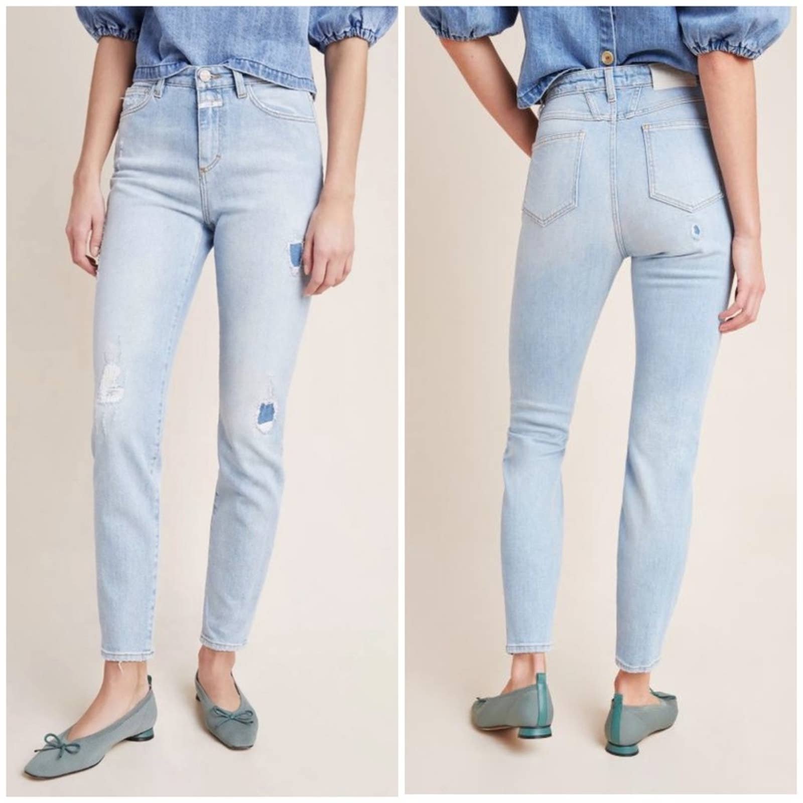 New Anthropologie Closed Baker High Rise Distressed Slim Jeans Size 27