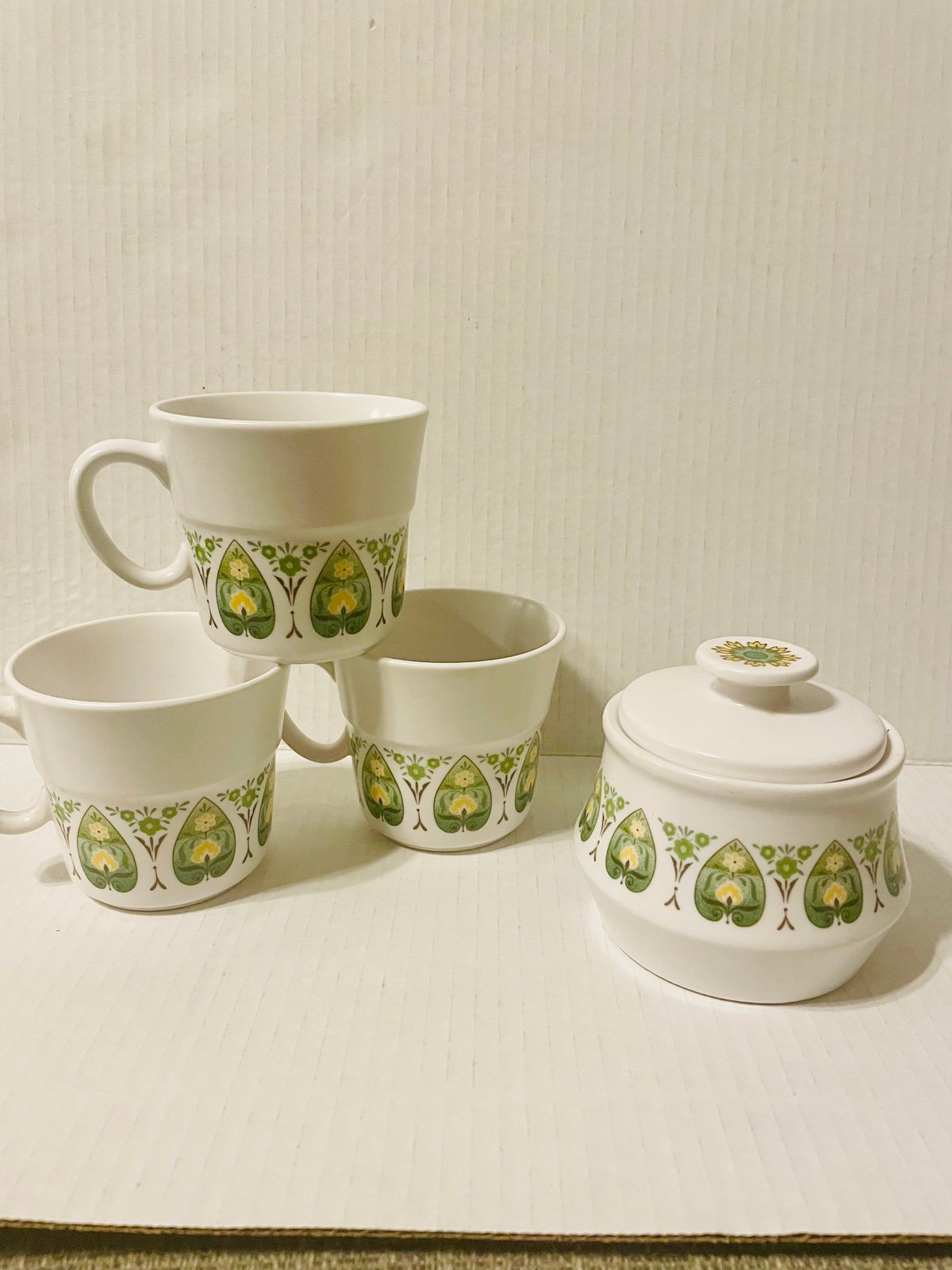 NORITAKE Progression Palo Verde 9020 Coffee Cups and sugar dish Set