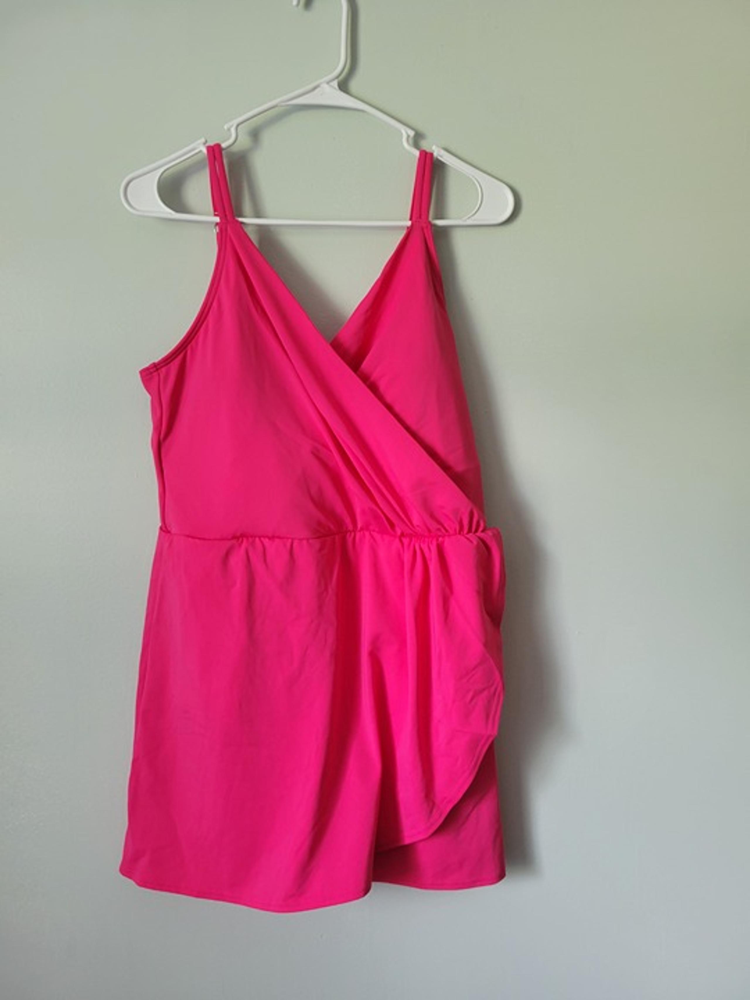 Land's End Pink Swim Suit Women's XS One Piece V-Neck Swim Dress NWOT