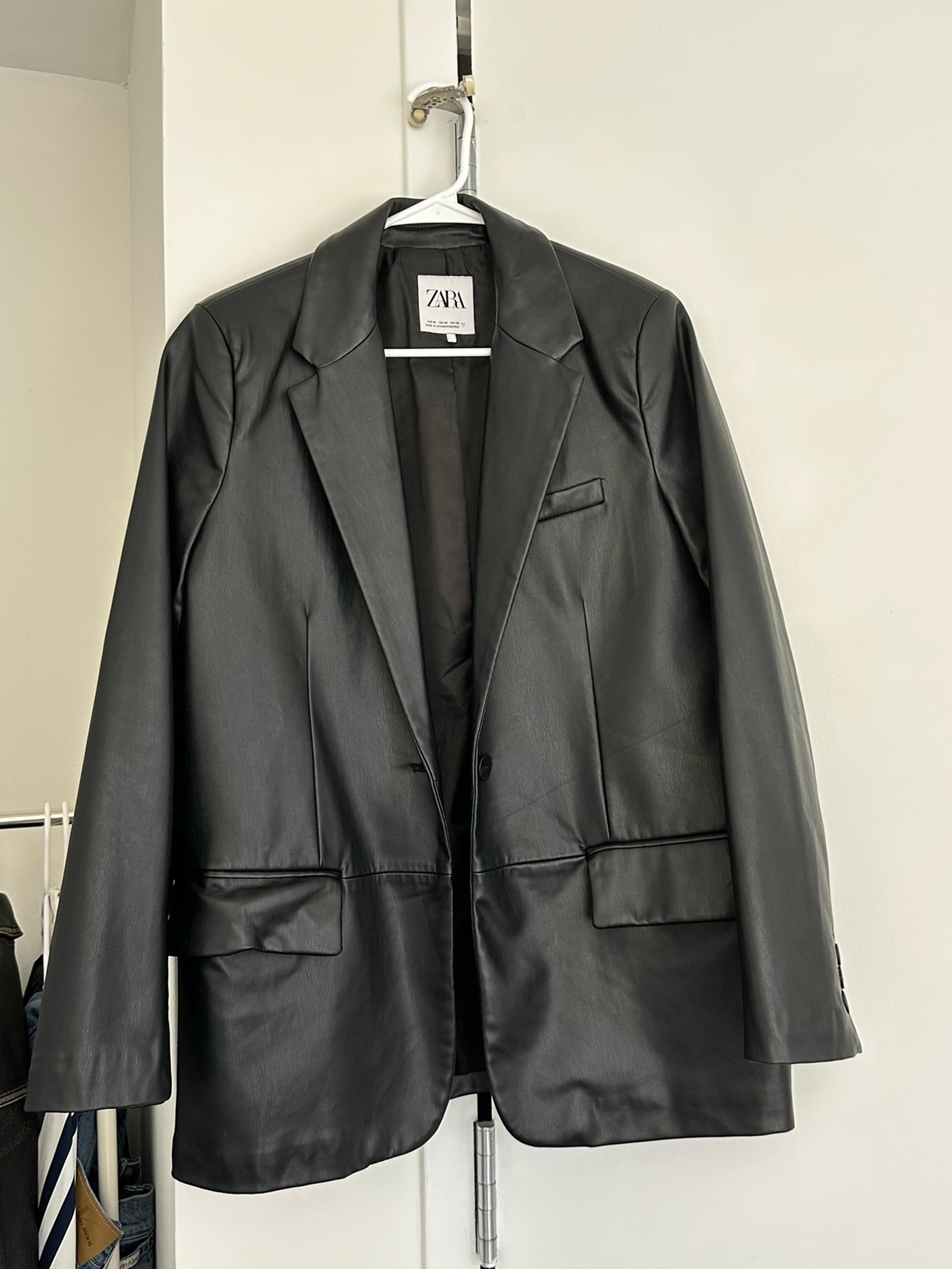 Zara black faux leather blazer