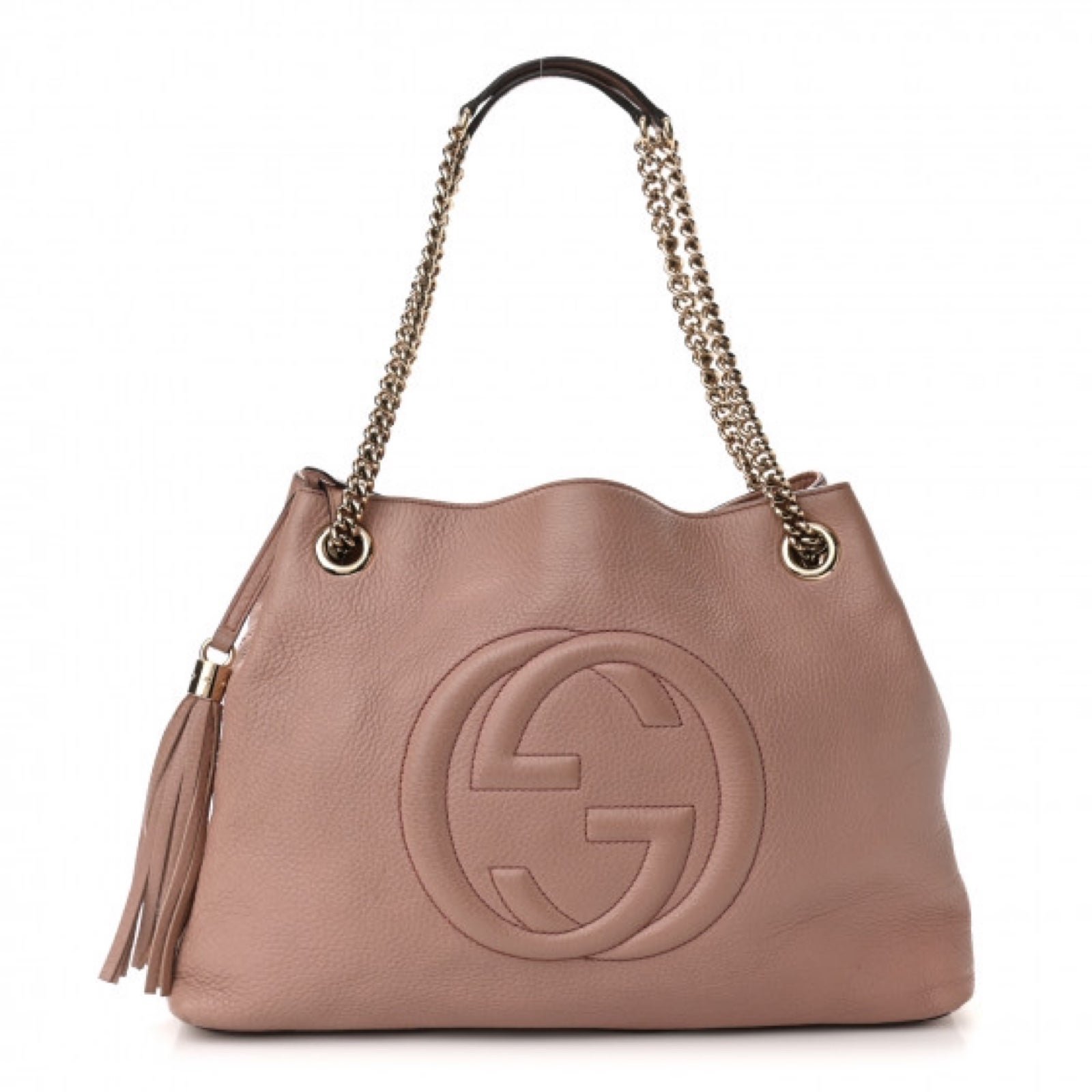 Like New Gucci Soho Tote Chain Bag Neutral Nude Tan Light Brown