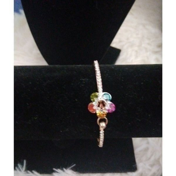 Fashion lucky flower Bangle silver plate